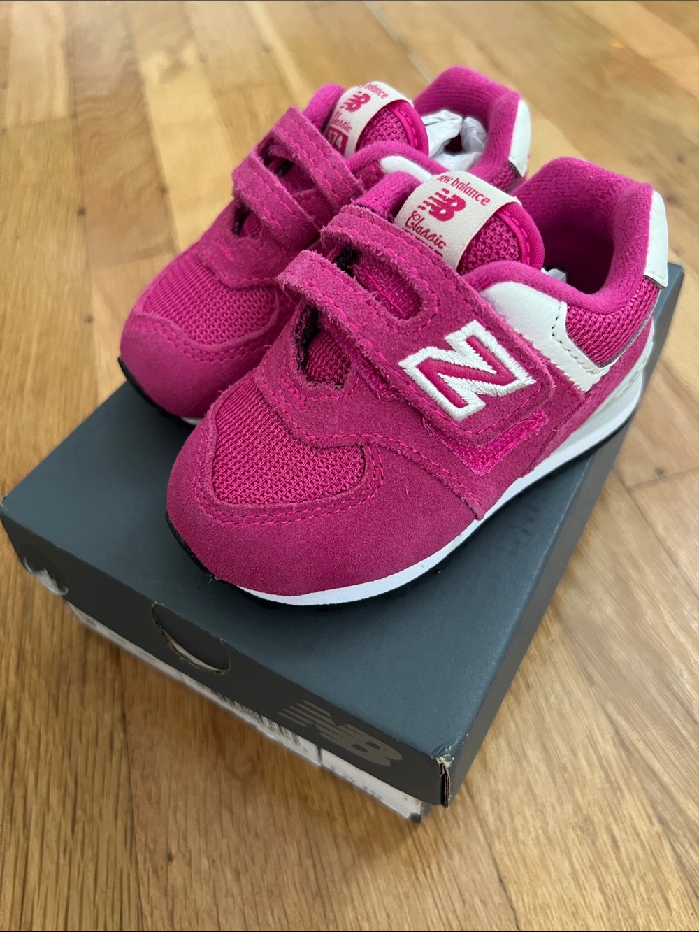 New Balance Kids Hot Pink Velcro Sneakers